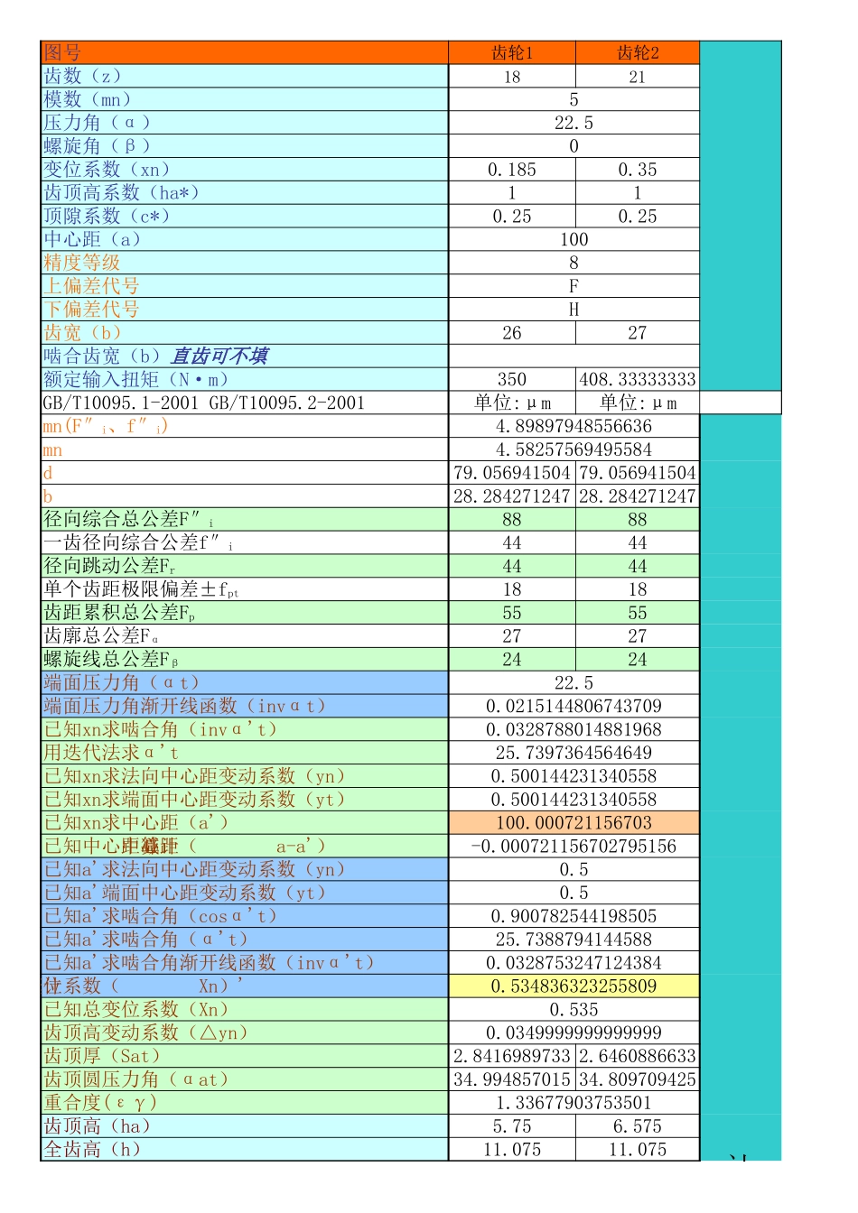 配对齿轮参数全程计算(史上最全最好用的齿轮计算表格)_第1页