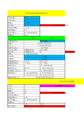 齿轮变位系数计算公式
