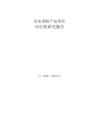 启东消防产品项目可行性研究报告