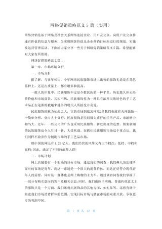 网络促销策略范文5则(实用)