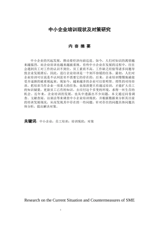 人力资源管理专业  中小企业培训现状及对策研究