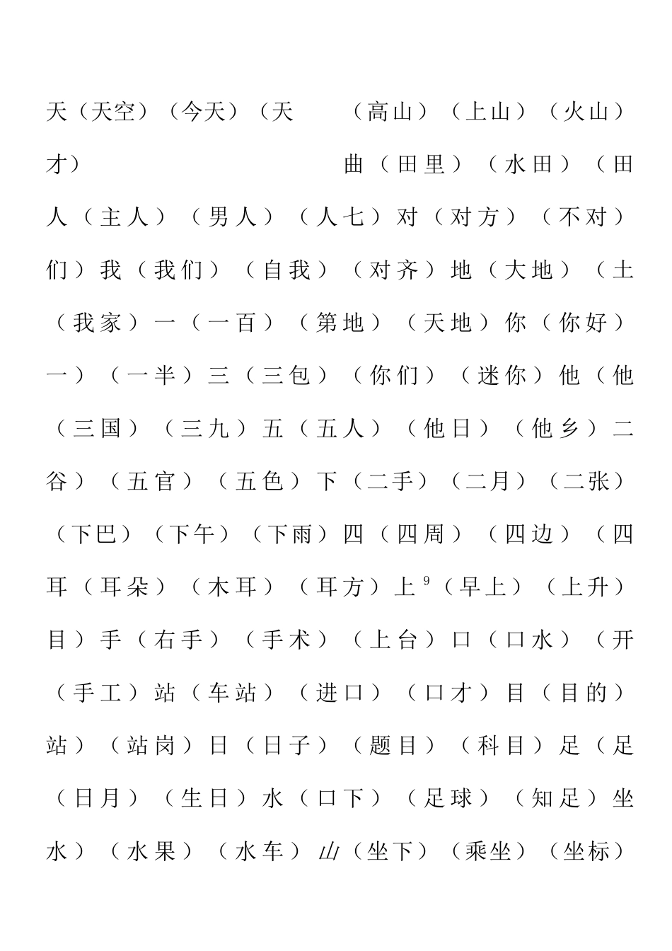部编版人教版一年级语文上册组词版_第1页