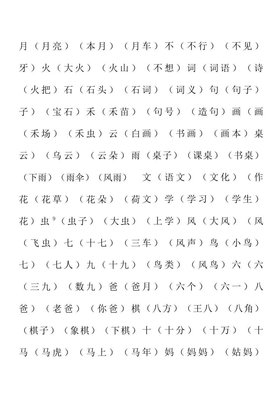 部编版人教版一年级语文上册组词版_第2页