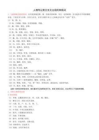 人物传记类文言文高频词