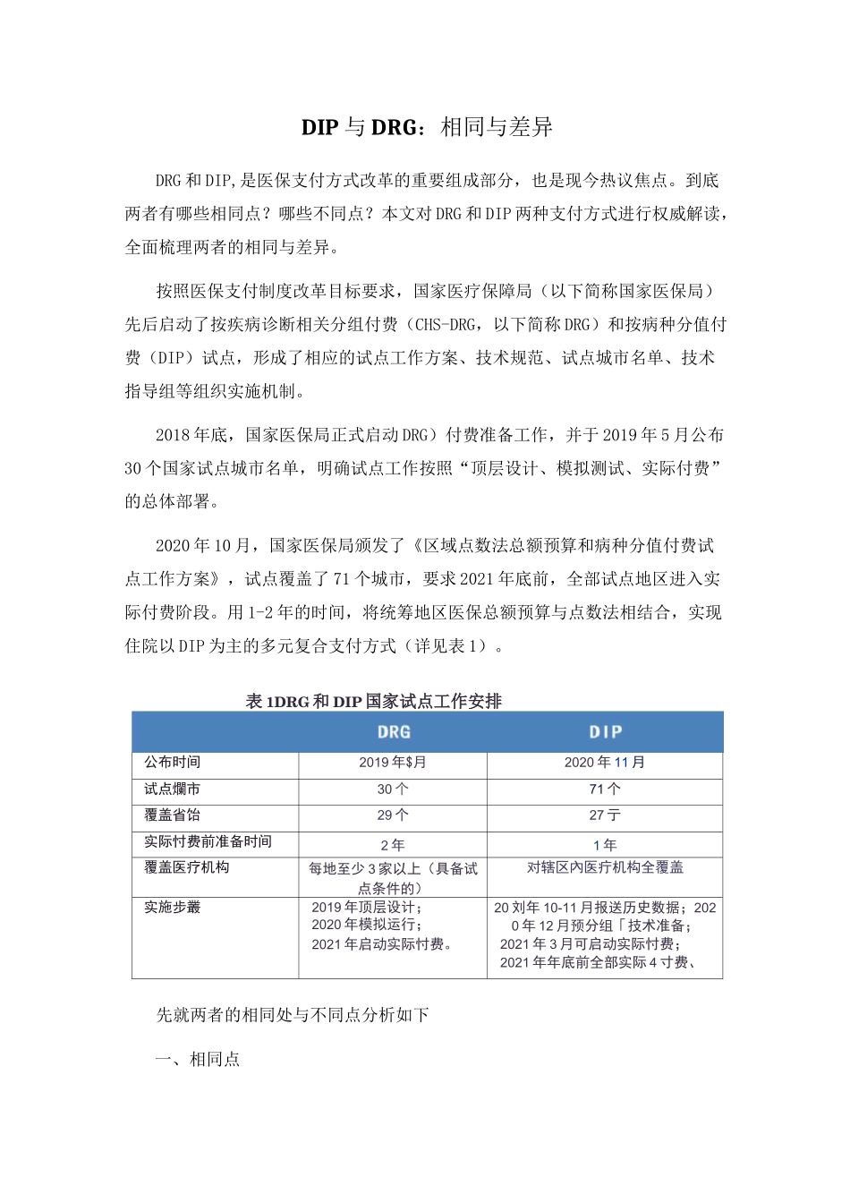 DIP与DRG：相同与差异_第1页