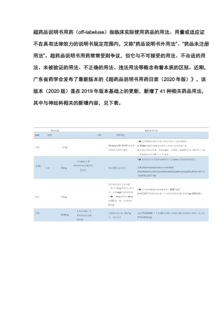 超说明书用药目录2020