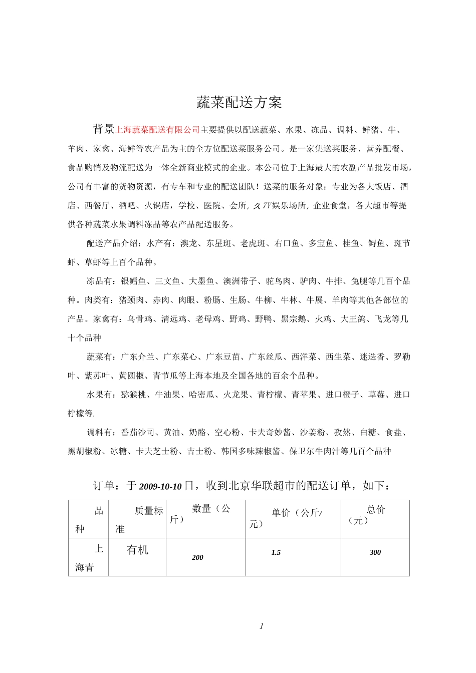 蔬菜配送方案_第1页