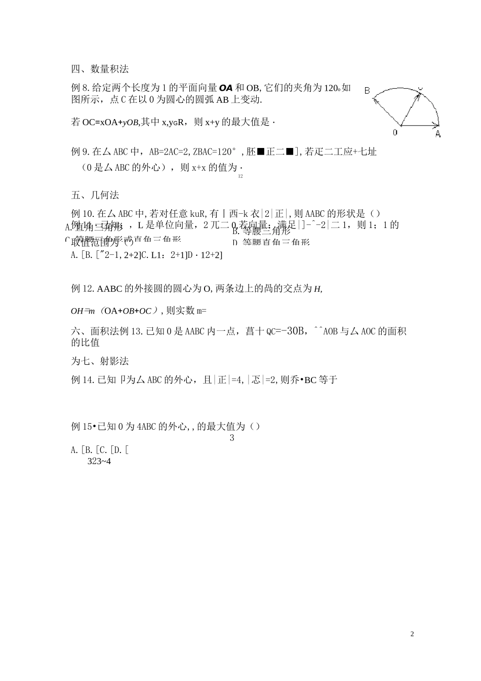 平面向量七种解法及四心问题及常见题型汇总_第2页