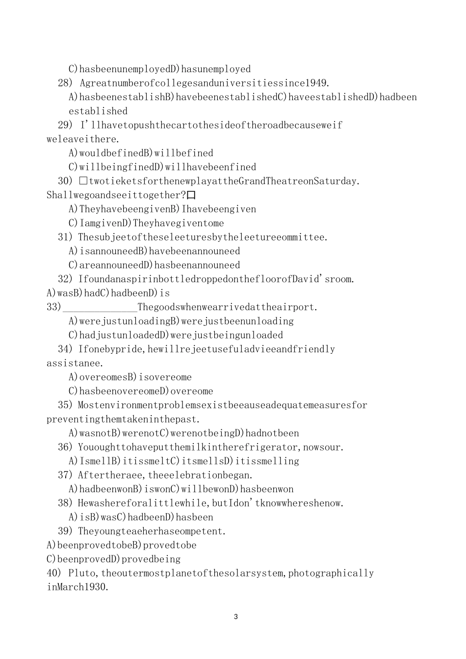 被动语态练习题及答案_第3页