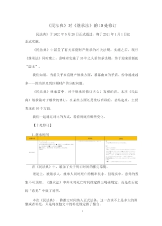 《民法典》对《继承法》的10处修订