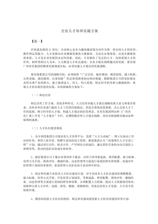 企业人才培养实施方案