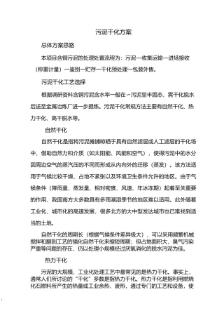 污泥干化详细方案要点