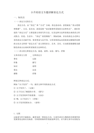 小升初语文专题讲解 表达方式(知识点+例题+答案)