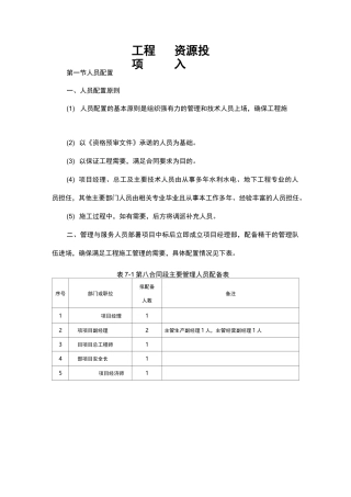 工程项目资源投入