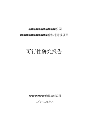 某新农村建设项目投资可行性报告