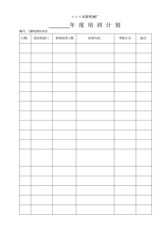 某机械厂生产表格