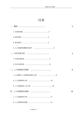 某某公司人力资源规划设计方案