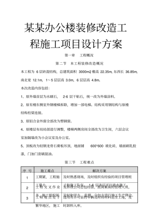 某某办公楼装修改造工程施工项目设计方案