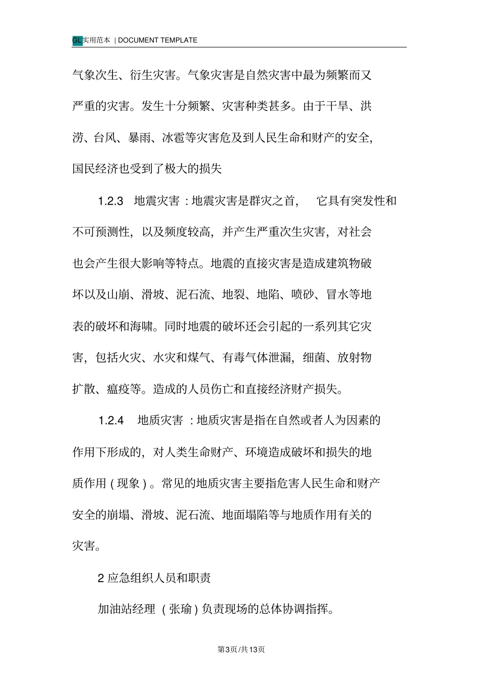 某某加油站自然灾害事故应急预案范本_第3页