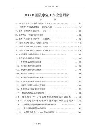 某某医院康复科应急处理预案
