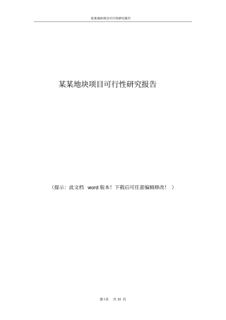 某某地块项目可行性研究报告
