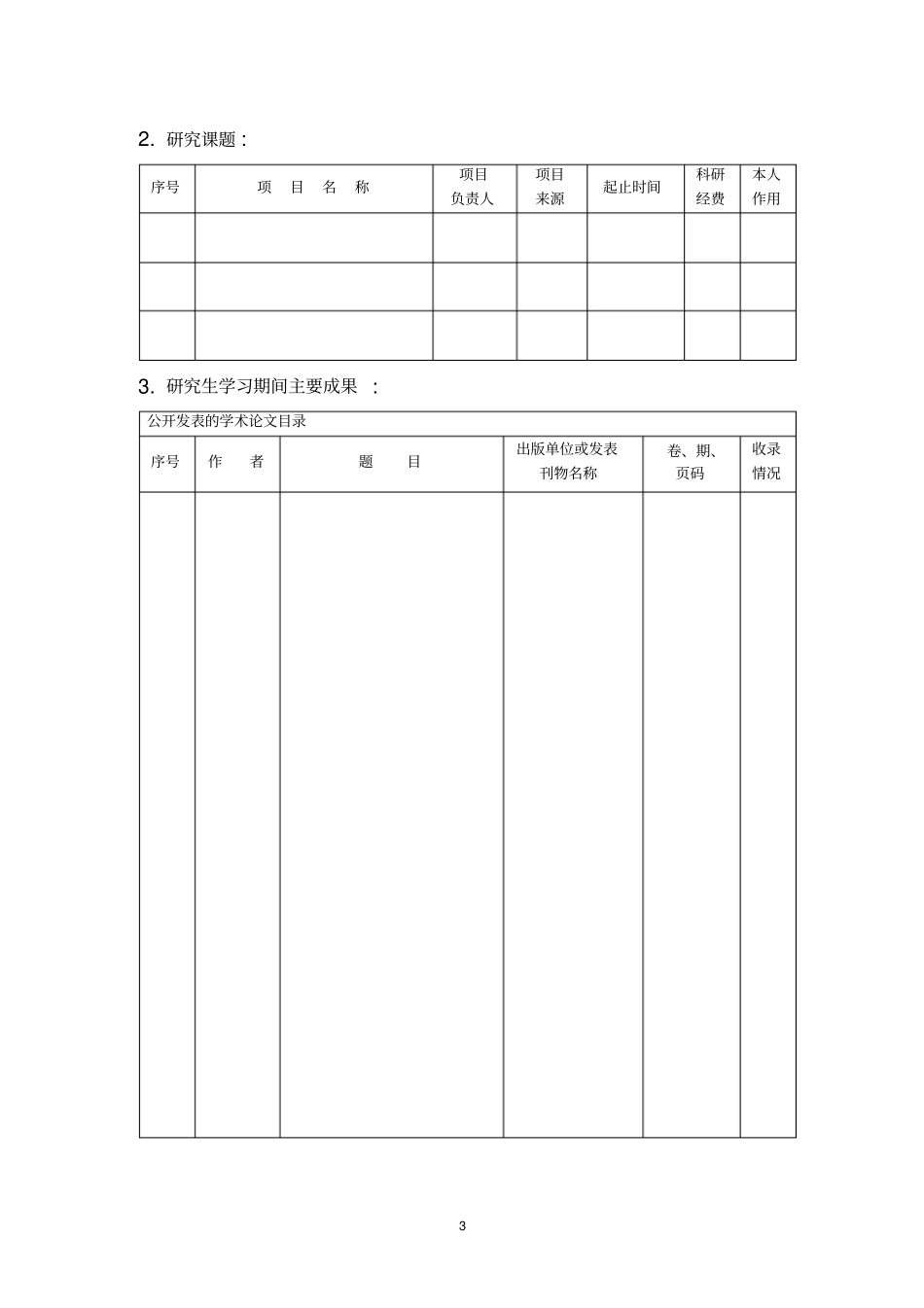 某某大学研究生校长奖申报表_第3页