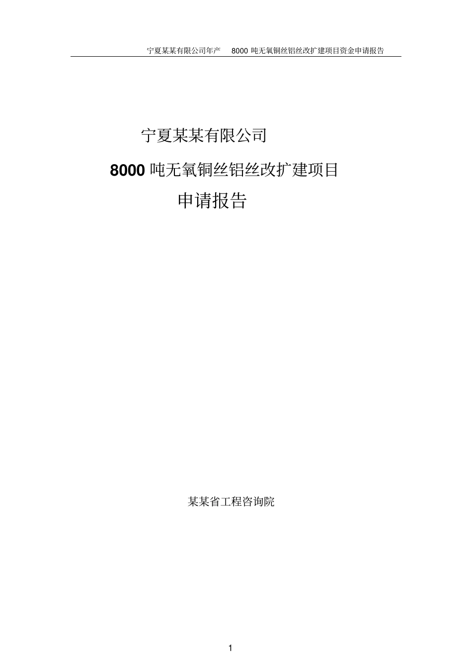 某某有限公司8000吨无氧铜丝铝丝改扩建项目资金申请报告_第1页