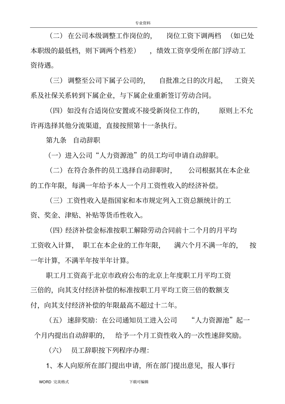 某某有限公司人员分流方案说明_第3页