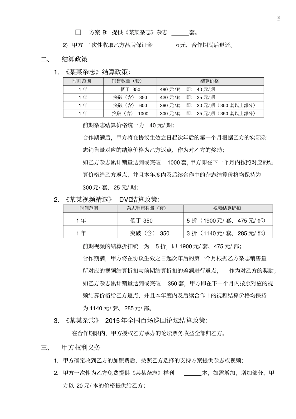 某某杂志区域合作代理协议_第3页