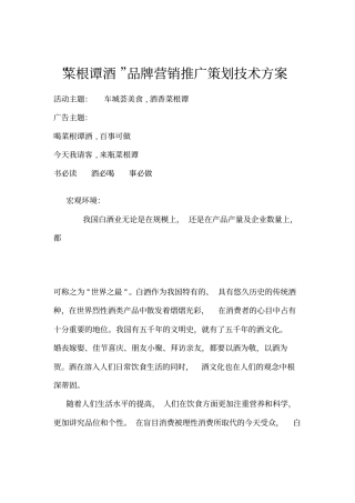 某某白酒品牌营销推广策划方