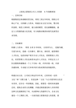 某某集团人力资源五年战略规划