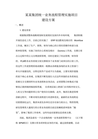 某某集团统一业务流程管理平台实施方-案大纲