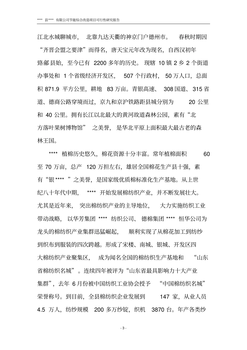 某棉业公司投资节能综合改造项目可行性研究报告资金申请报告书_第3页