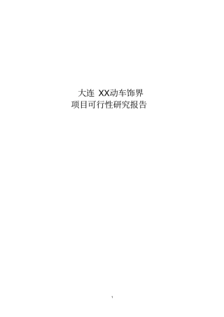 某汽车装饰美容项目可行性研究报告