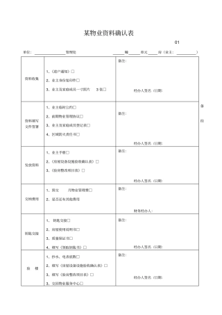 某物业资料确认表