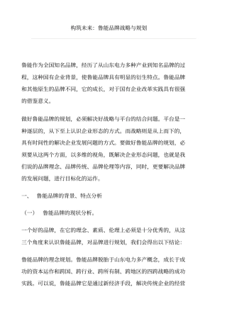 某知名品牌战略与规划