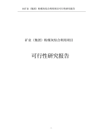 某矿业集团粉煤灰综合利用项目可行性研究报告