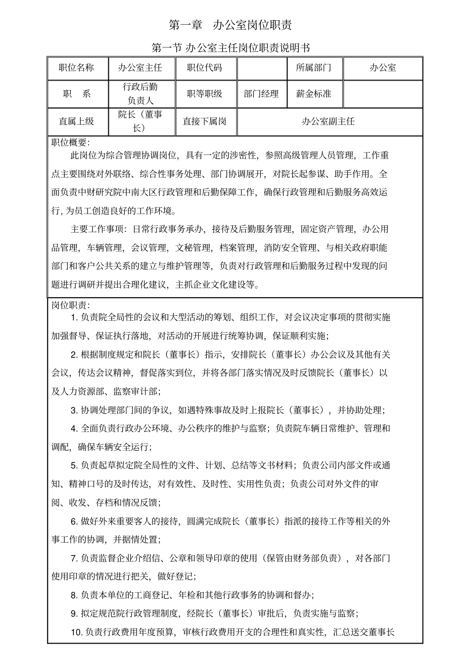某研究院办公室岗位职责及实施细则_第2页