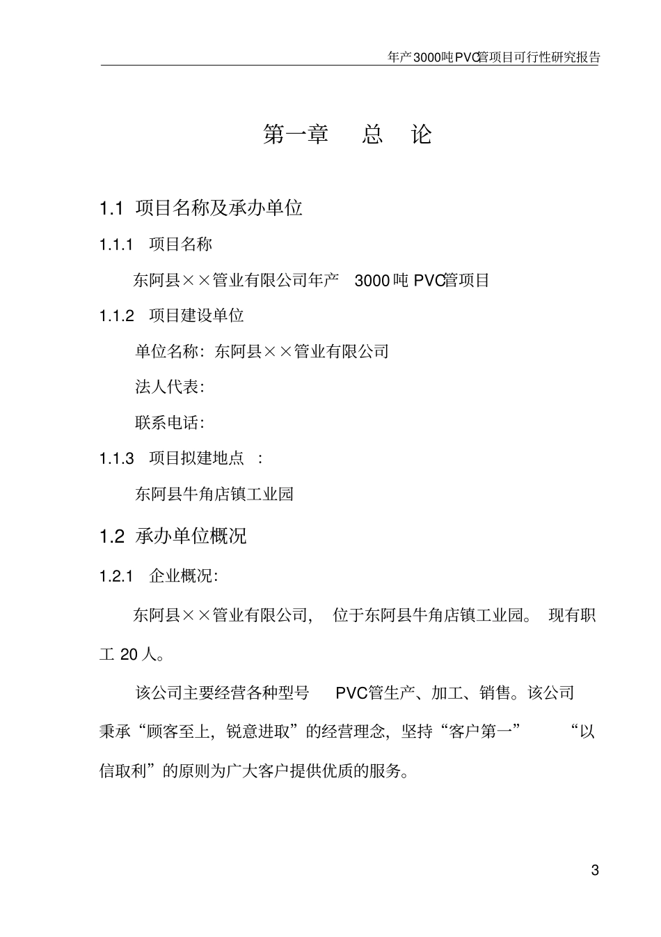 某管业有限公司年产3000吨pvc管项目可行性研究报告_第3页