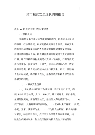 某粮食安全现状调研报告