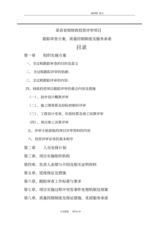 某财政项目跟踪审计投标方案