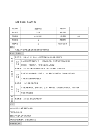 某贸易公司办公室法律事务职务说明书