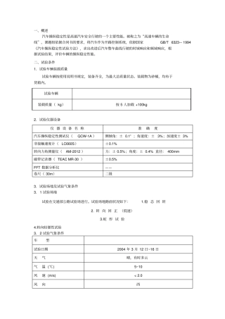 某车型操稳性试验标准流程