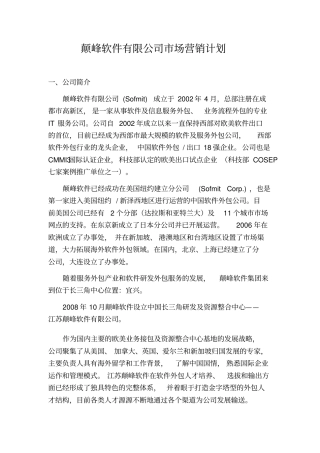 某软件公司场营销计划