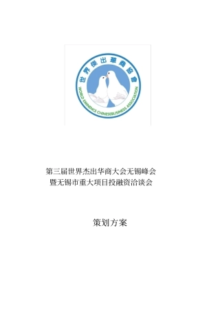 某重大项目投融资洽谈会策划方案
