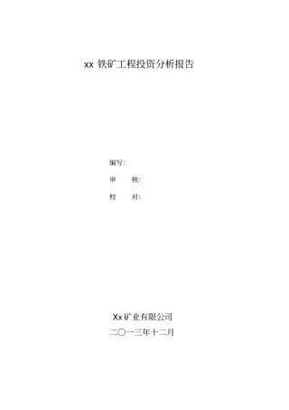 某铁矿项目投资分析报告