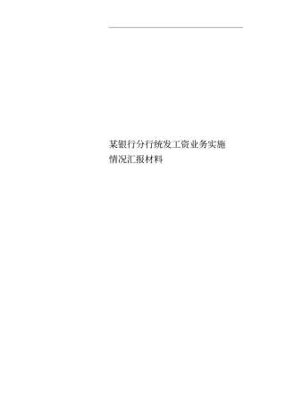 某银行分行统发工资业务实施情况汇报材料