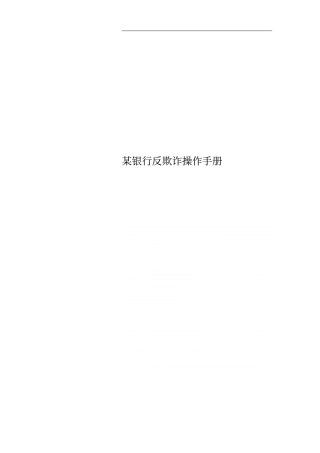 某银行反欺诈操作手册