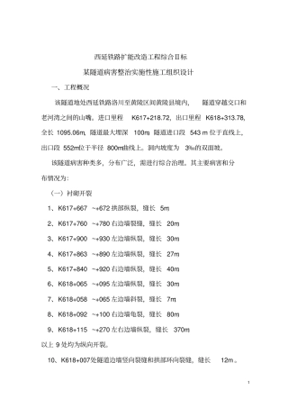 某隧道病害整治实施性施工组织设计方案