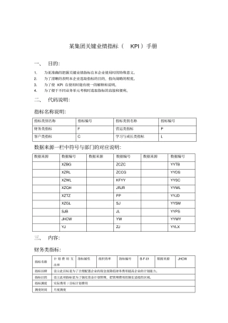 某集团关键业绩指标kpi手册下载